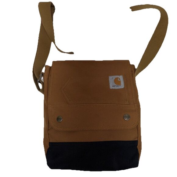 Carhartt Crossbody Bag Brown Black Two Tone Wide Strap Snap Closure Messenger - Picture 3 of 10